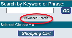 screenshot of the advanced search button on the left navigation menu