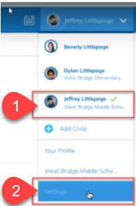 Schoology screenshot steps 1 and 2 for email digest