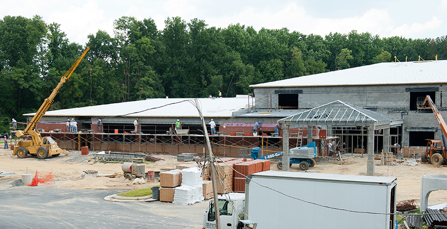 Photograph of Mason Crest Elementary School during construction.