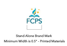 Graphic of FCPS logo. Stand Alone Brand Mark. Minimum Width is 0.5” - Printed Materials