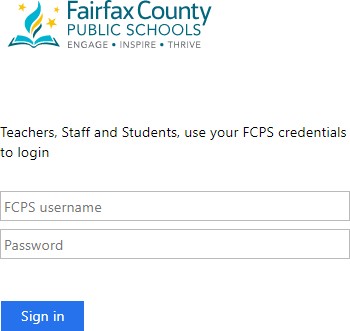FCPS login screenshot