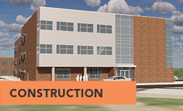 image of school with word construction at bottom