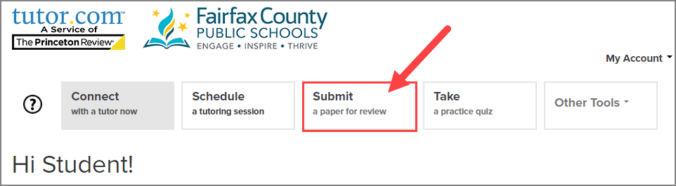 Screen shot of the 'Submit paper for review' button.