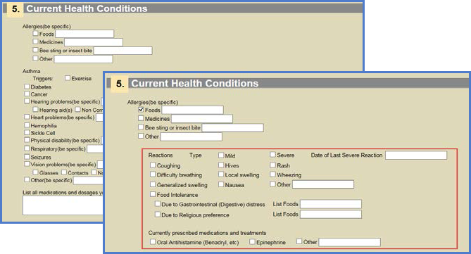 Current Health Conditions Screen Shot