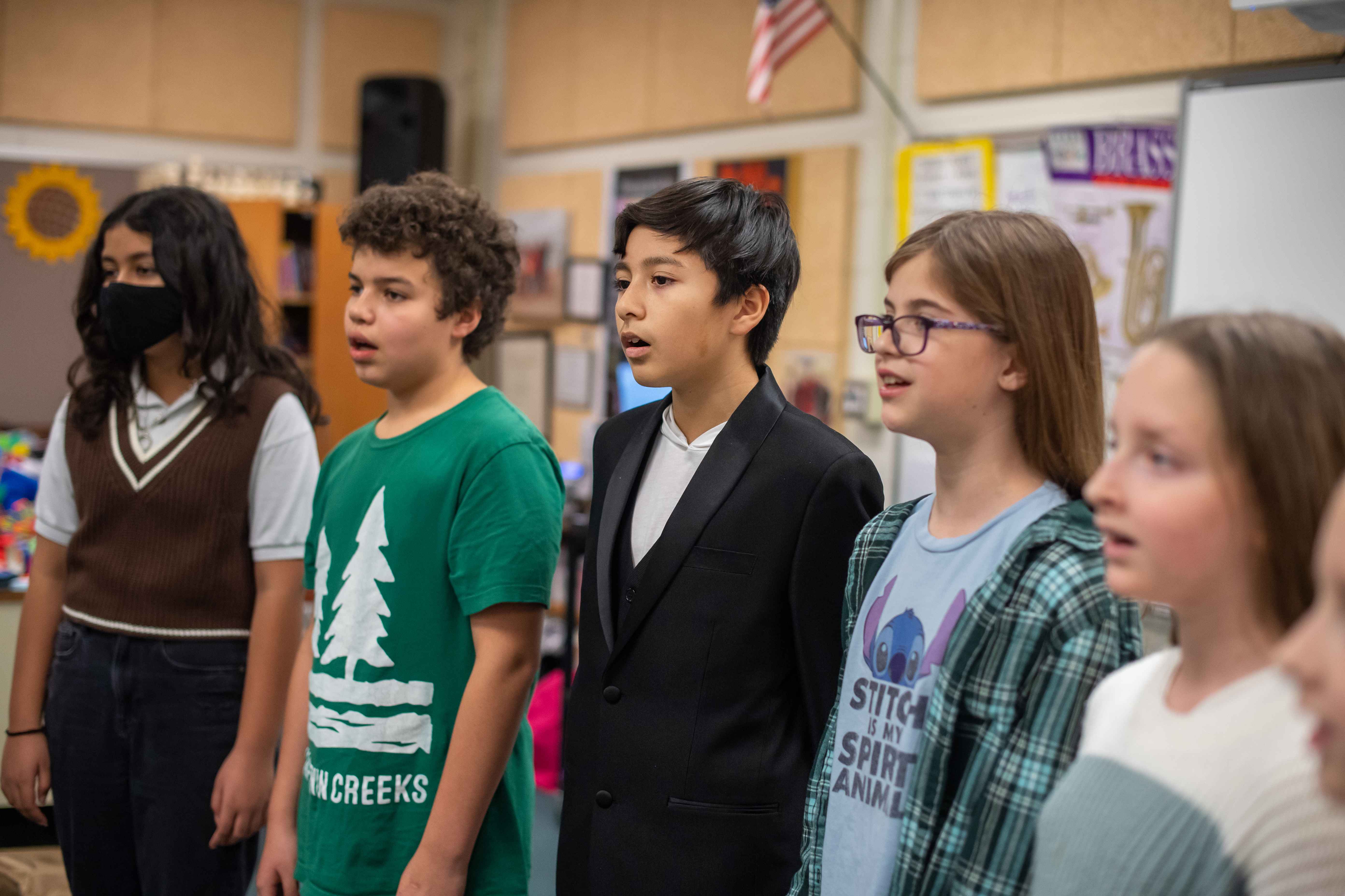 The group of fifth and sixth graders rehersal multiple times a week in preparation.