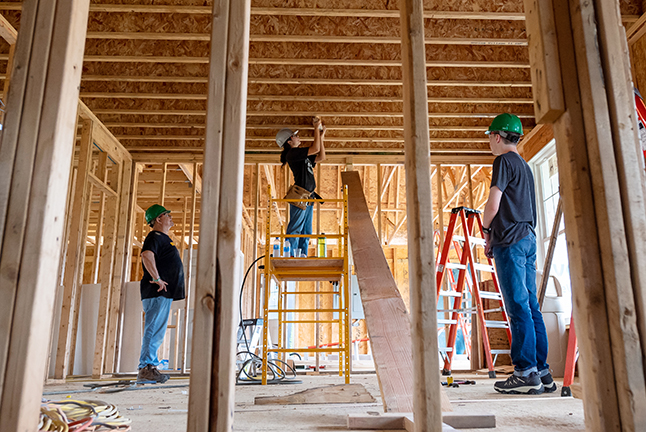 students working at a construction site