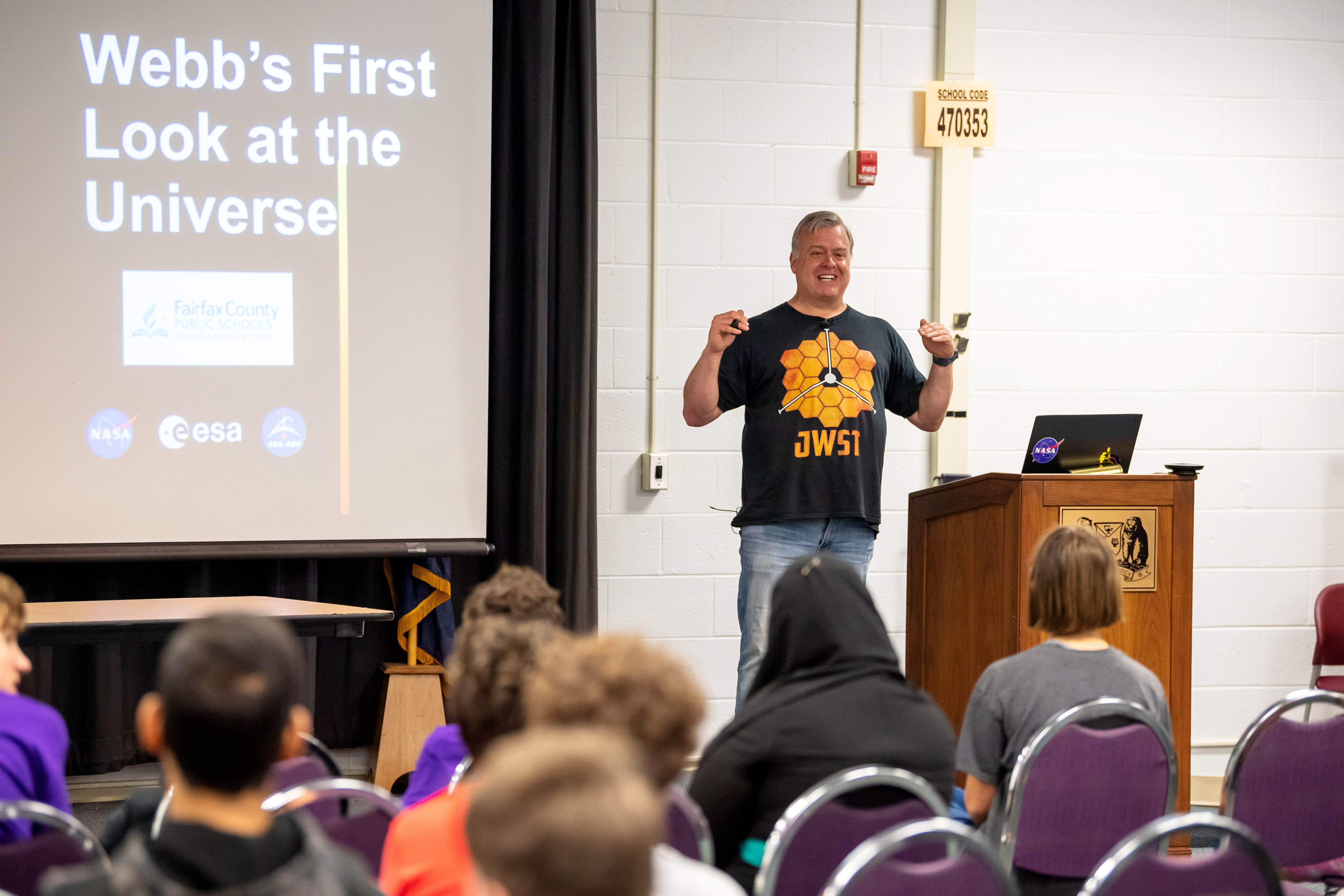 NASA Solar System Space Ambassador Brian Cummins speaks to students at CTE Summer Academy. 
