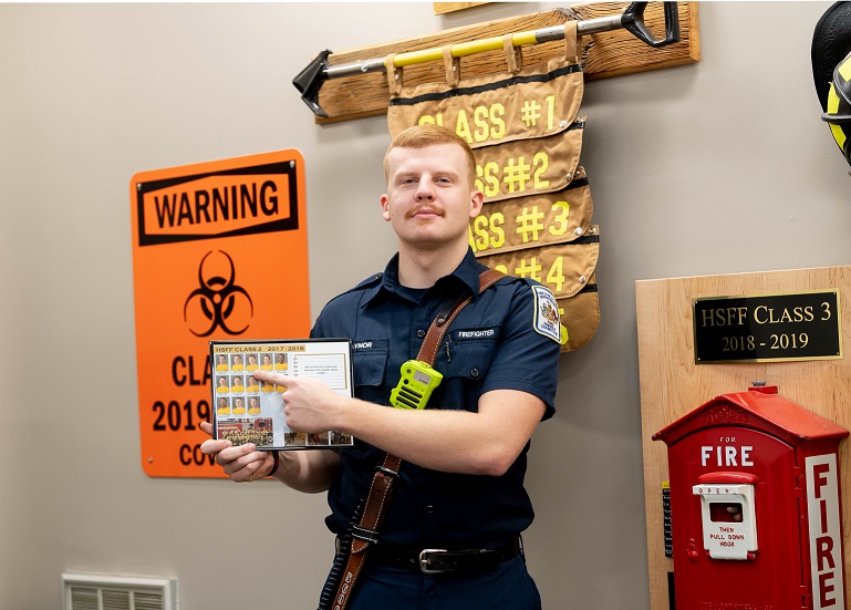 Fairfax County firefighter Ben Gaynor went through the FCPS firefighting program in 2017. 