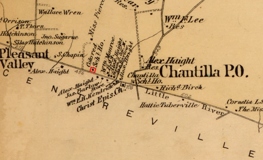 Map showing the location of the Chantilly School for African-American children.