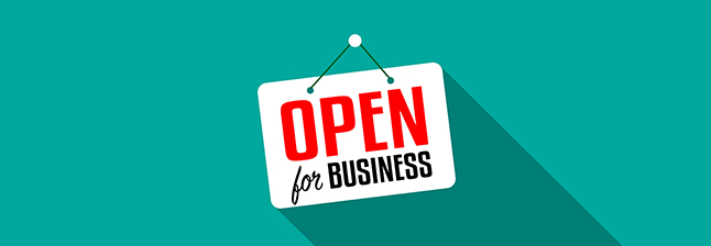 Open for Business sign