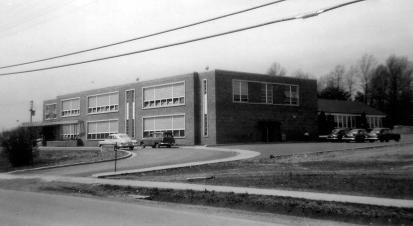 Black and white photograph of the front exterior of Annandale Elementary School.