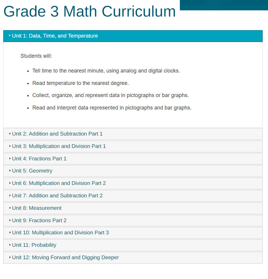 grade three math curriculum image from website
