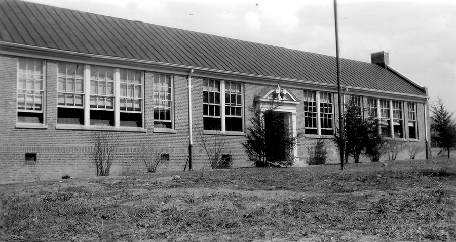 Photograph of the exterior of Burke Elementary School.