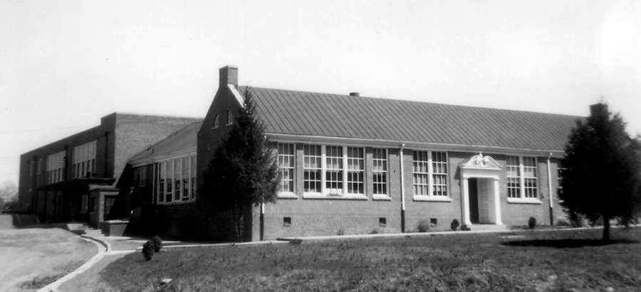 Photograph of the exterior of Burke Elementary School.