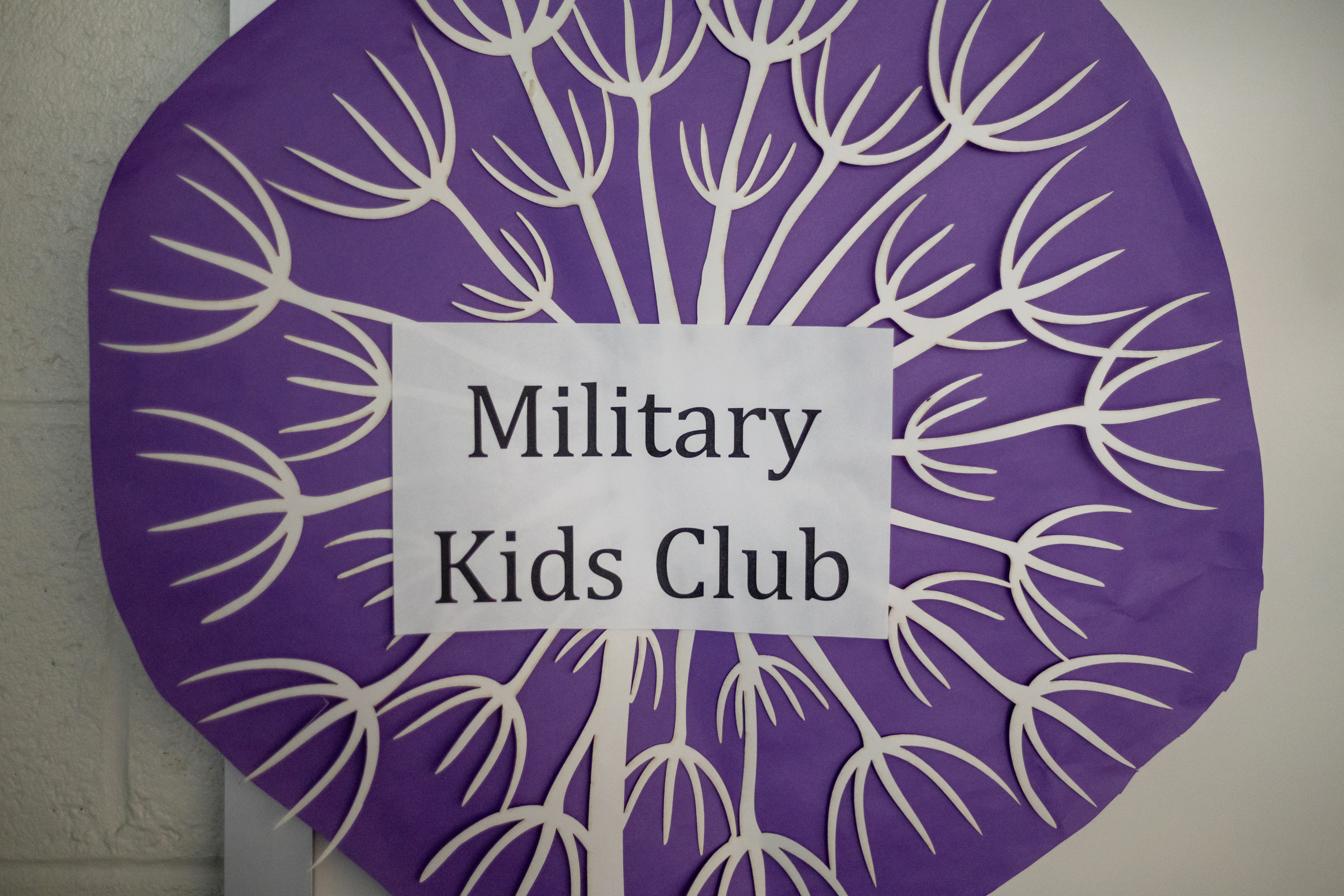 A Military Kids Club sign at Clermont Elementary.