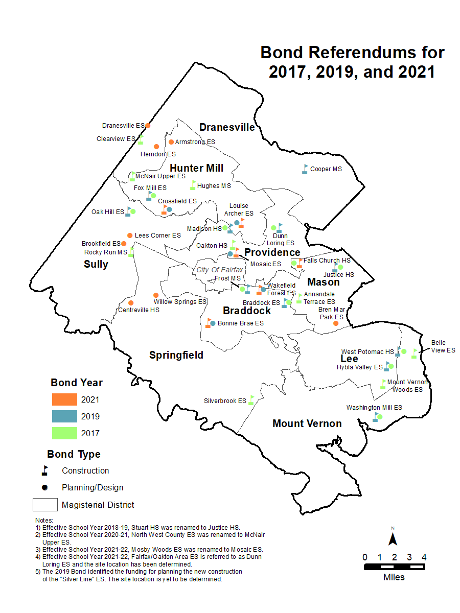 Map of Bond Projects for 2017, 2019 and 2021