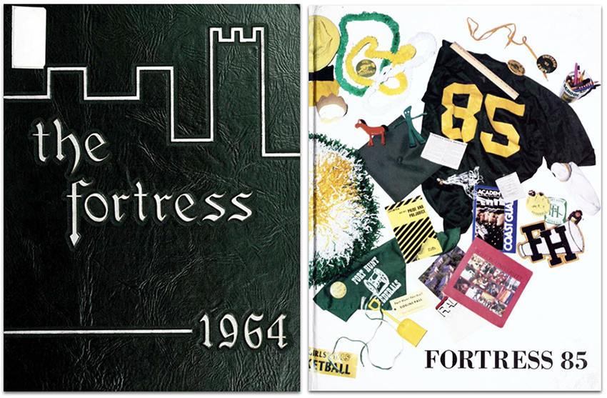 Photographs of two yearbook covers.