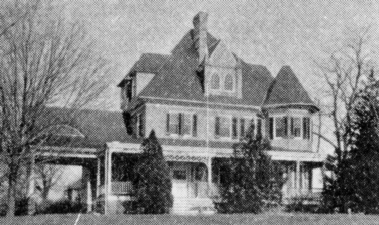 Black and white photograph of the Layton Hall estate.