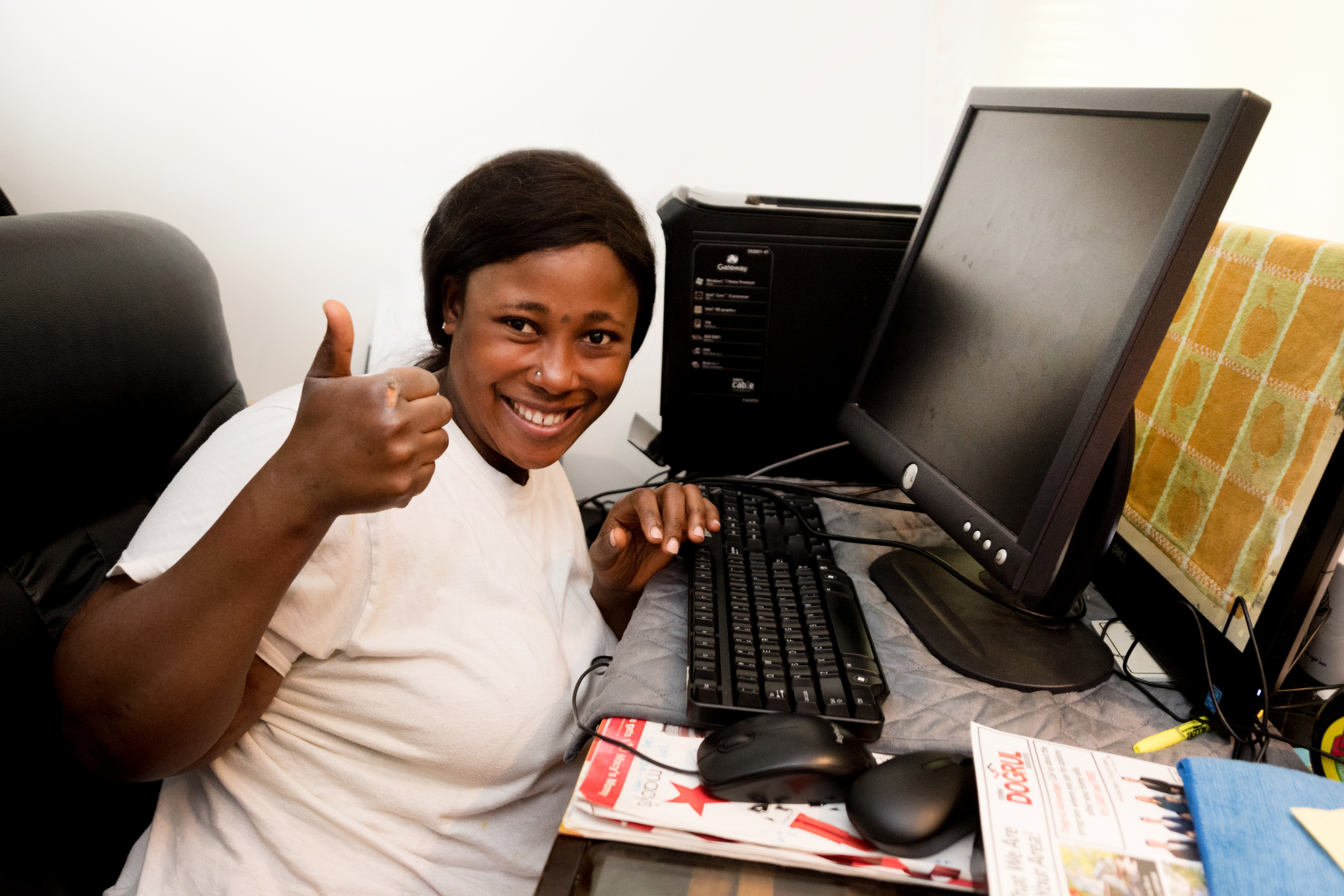 Annandale High grad Fatima Kamara, who plans to study nursing at Northern Virginia Community College's honors program in the fall, gets to keep the desktop she built for use in college. 