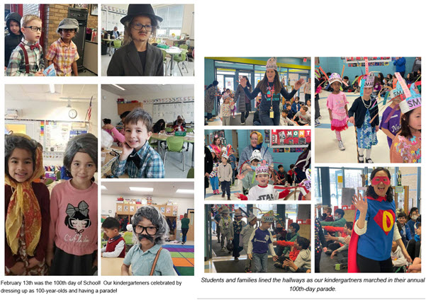 collage of image from 100 days of school celebration