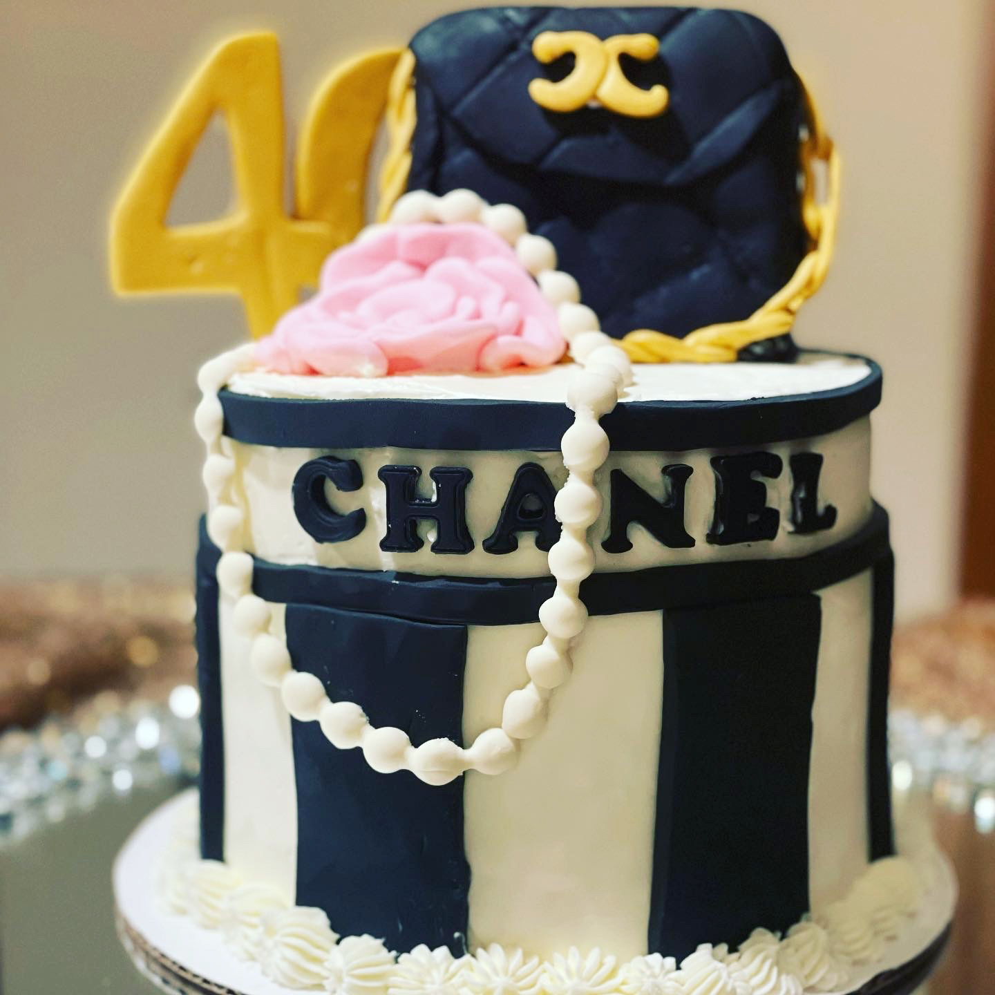 A Chanel purse cake made by Finley Sheers.