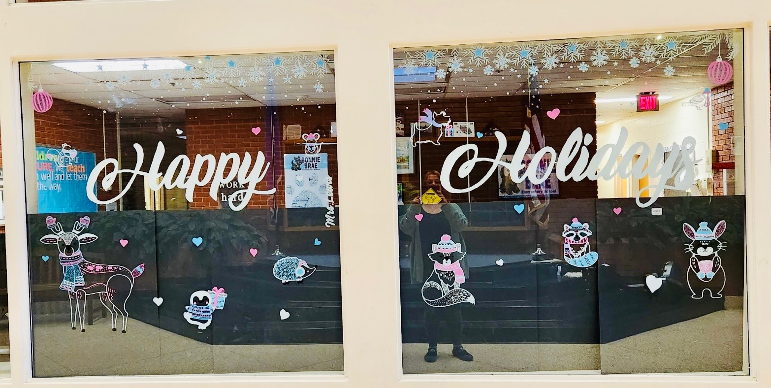Happy Holidays window art