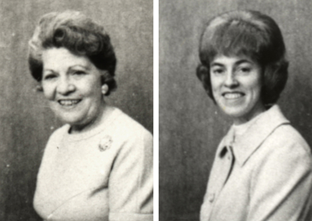Black and white photographs of principals Collier and Mahoney.