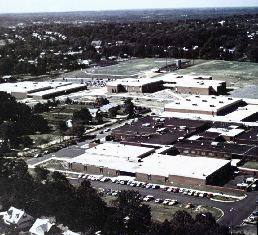 Color aerial photograph of Groveton High School.