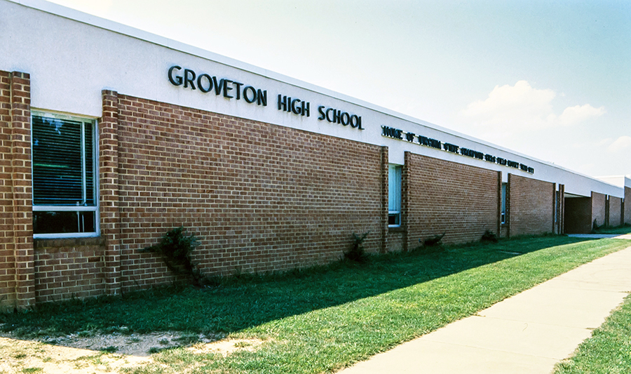 Photograph of Groveton High School’s Quander Hall.