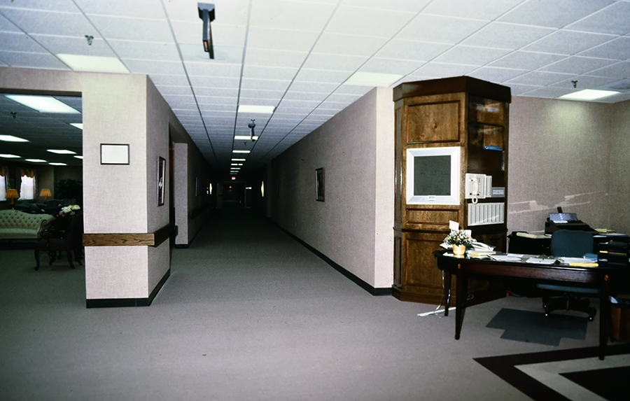 Photograph of the interior of Hollin Hills Elementary School after it had been converted into the Paul Spring Retirement Community.