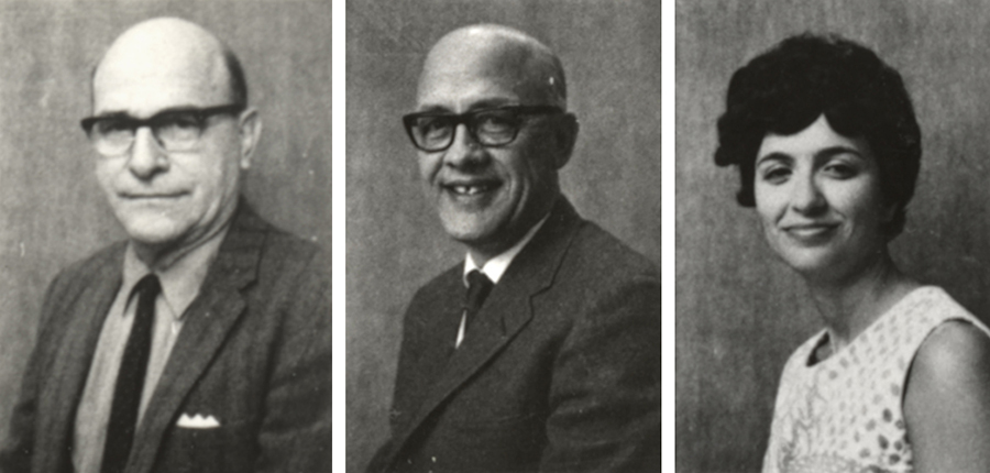 Black and white portraits of principals Snodderly, Fox, and Michael.