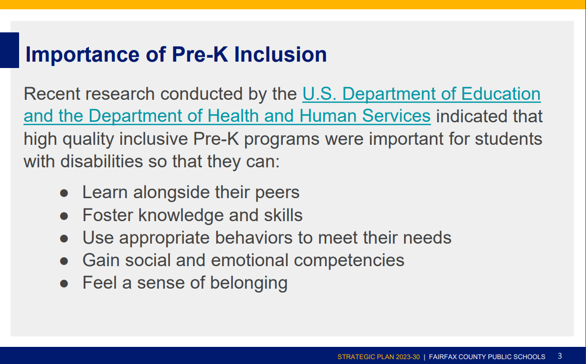 Importance of inclusive pre-K at FCPS