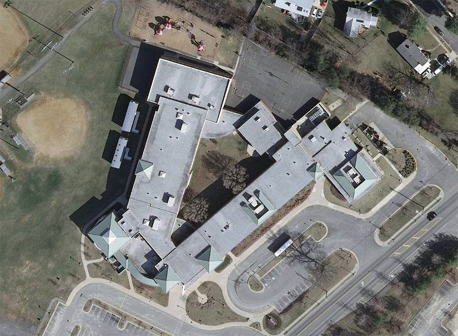Aerial photograph of Providence Elementary School.