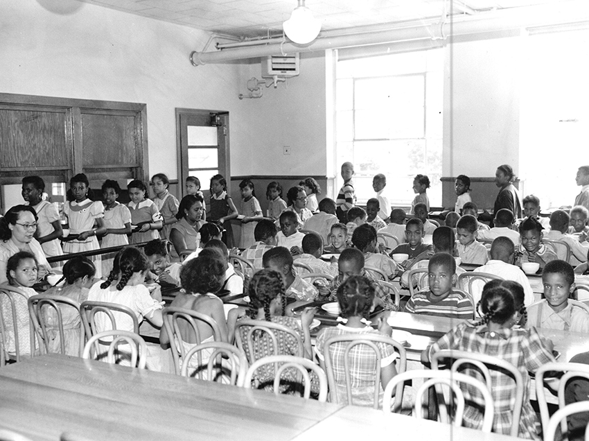 Photograph of students in the cafeteria at James Lee Elementary School.
