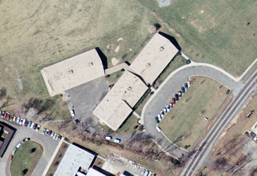 Aerial photograph of John C. Wood Elementary School.