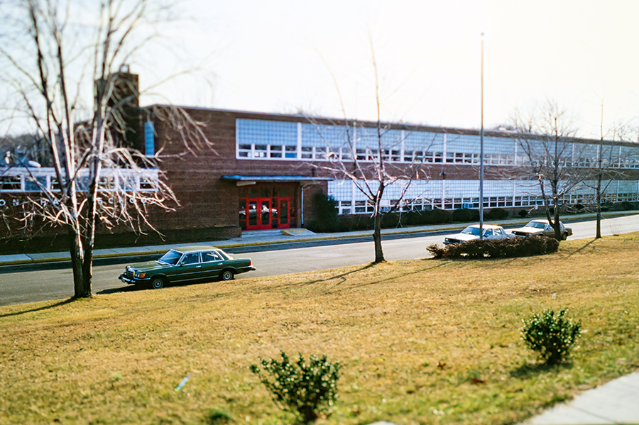 Photograph of the front exterior of Layton Hall Elementary School.