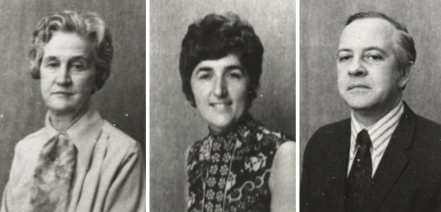 Black and white portraits of three Layton Hall Elementary School principals.