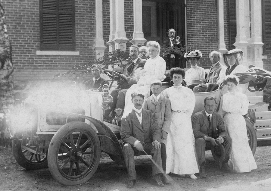 Black and white photograph of Belle Layton Wyatt Willard with her husband and others.