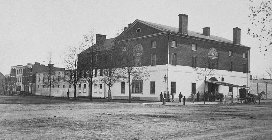 Black and white photograph of the Old Capitol Prison.
