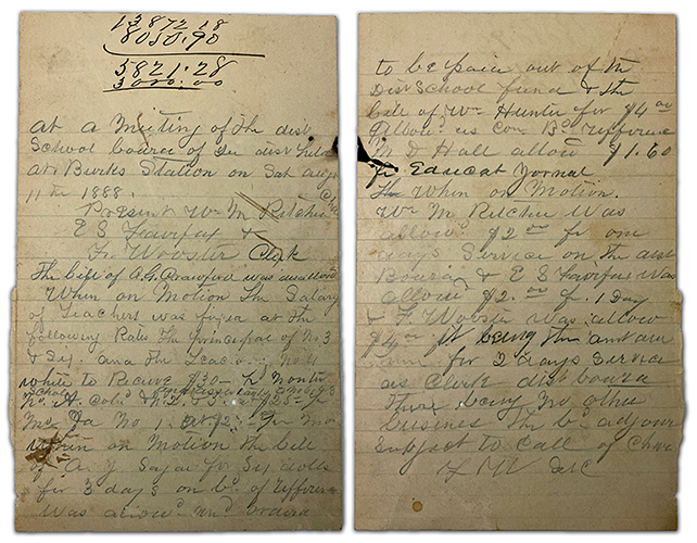 Photograph of the minutes of the meeting of August 11, 1888.