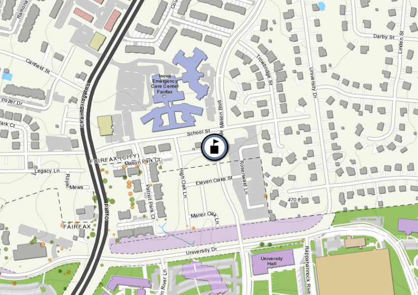 Map showing the location of Eleven Oaks Elementary School.