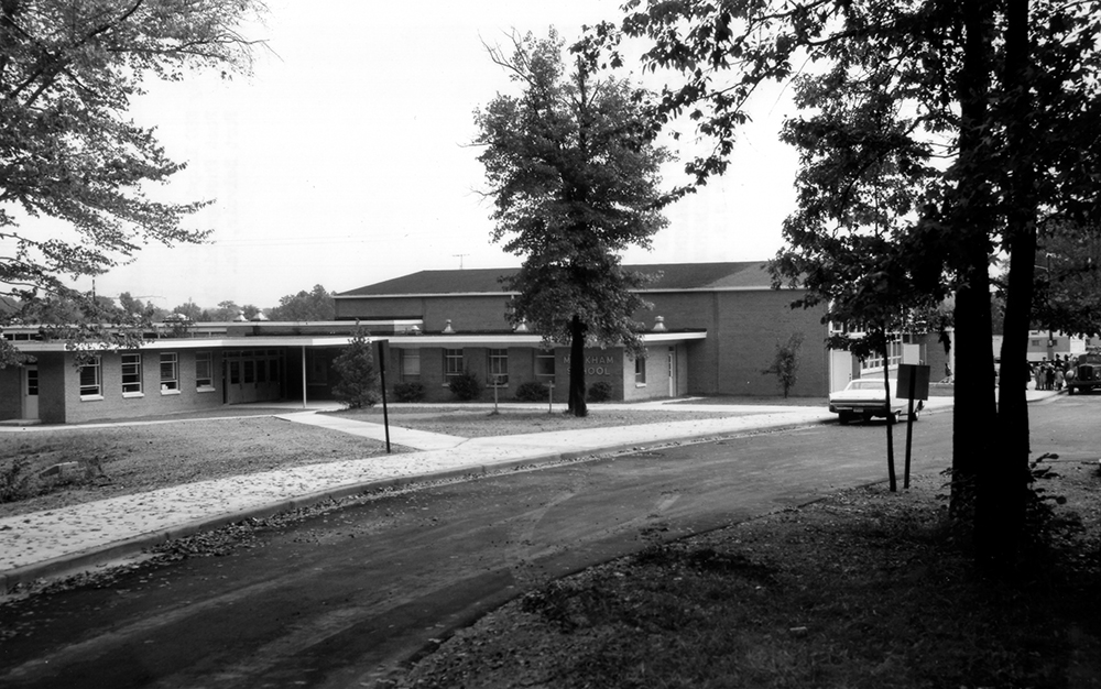 Black and white photograph of Markham Elementary School taken in 1967.
