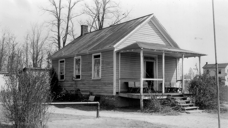 Black and white photograph of the Merrifield School.