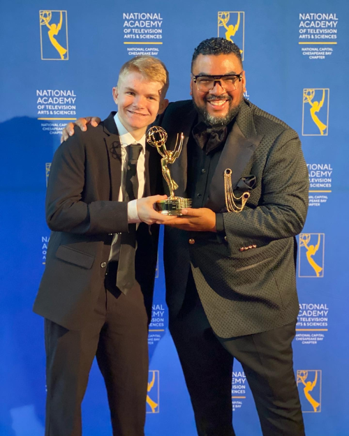FCPS Videographer Mark F Jones and Michael at 2023 Emmys