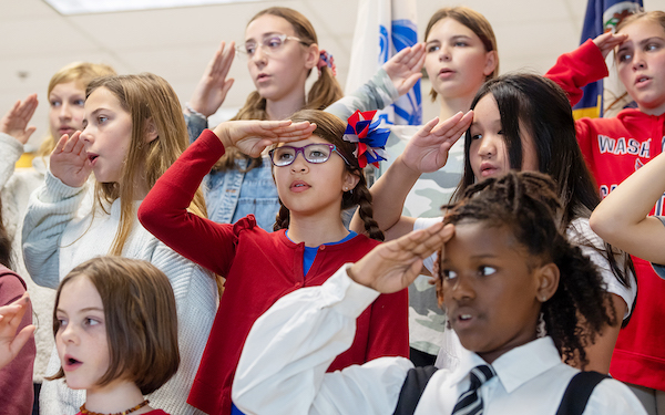 Students perform in a Veterans Day program