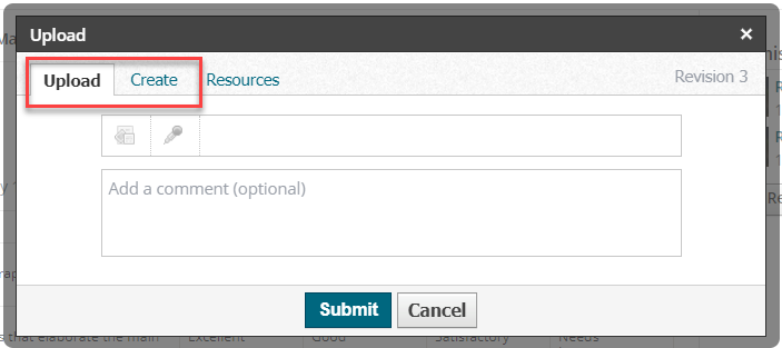 screenshot of how to upload or create an assignment in Schoology
