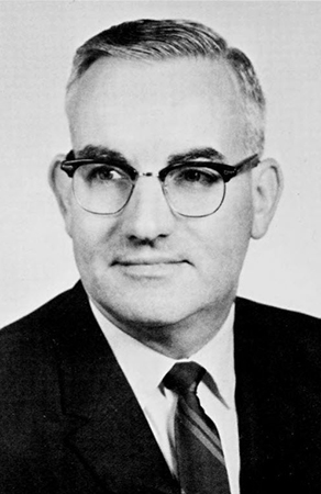 Black and white yearbook photograph of Principal Jordan.