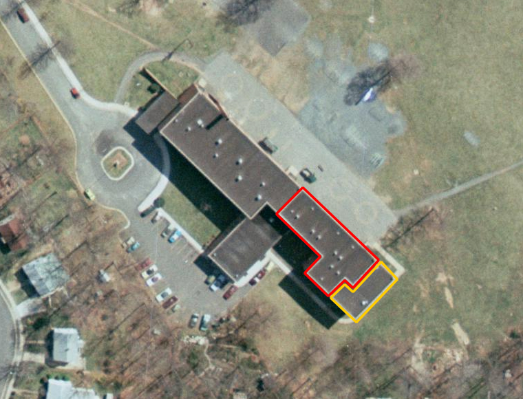 Aerial photograph of Westmore Elementary School.