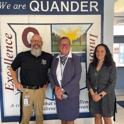 Dr Reid at Quander Road School with Principal Frank Tranfa and Assistant Principal Ellen Glaser.