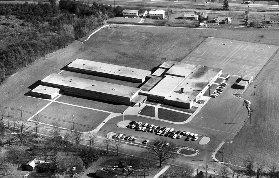 Aerial photograph of the original Whitman Intermediate School.